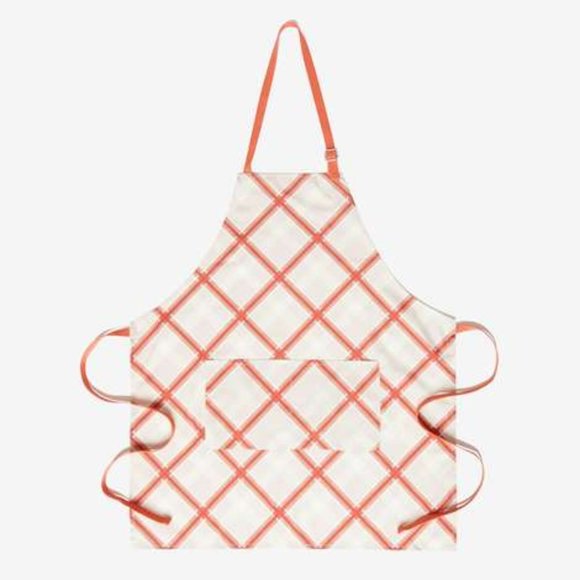 Apron Sewing Down South Cooking Apron "Perfectly Plaid"  White and coral. - Picture 1 of 7